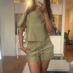 Faux leather short and top set